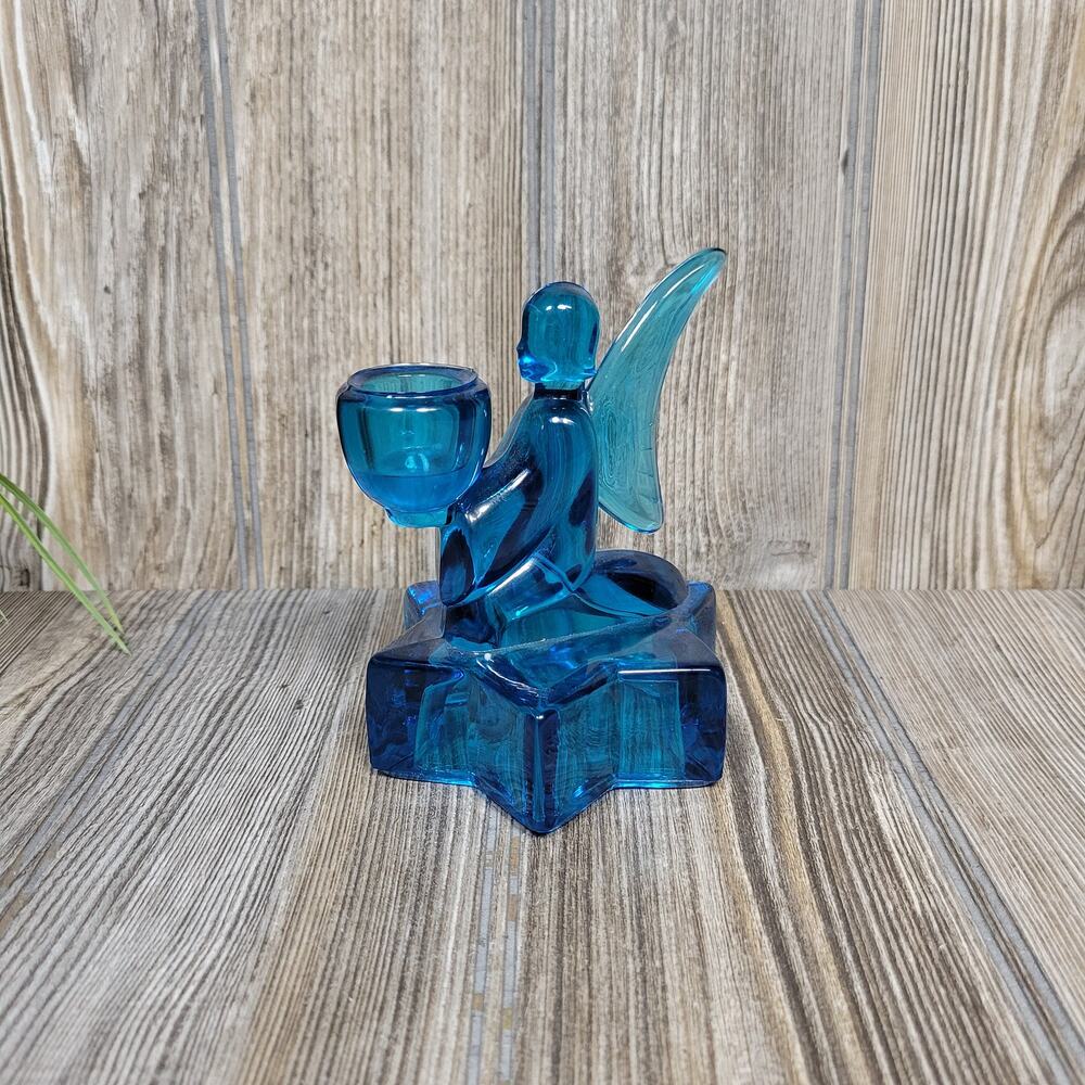 Vintage Smith Glass Kneeling Angel Candle Holder